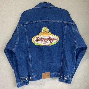 Vintage Senor Frog’s Cancun Mexico Jean Jacket Size Large 90s Denim Graphic
